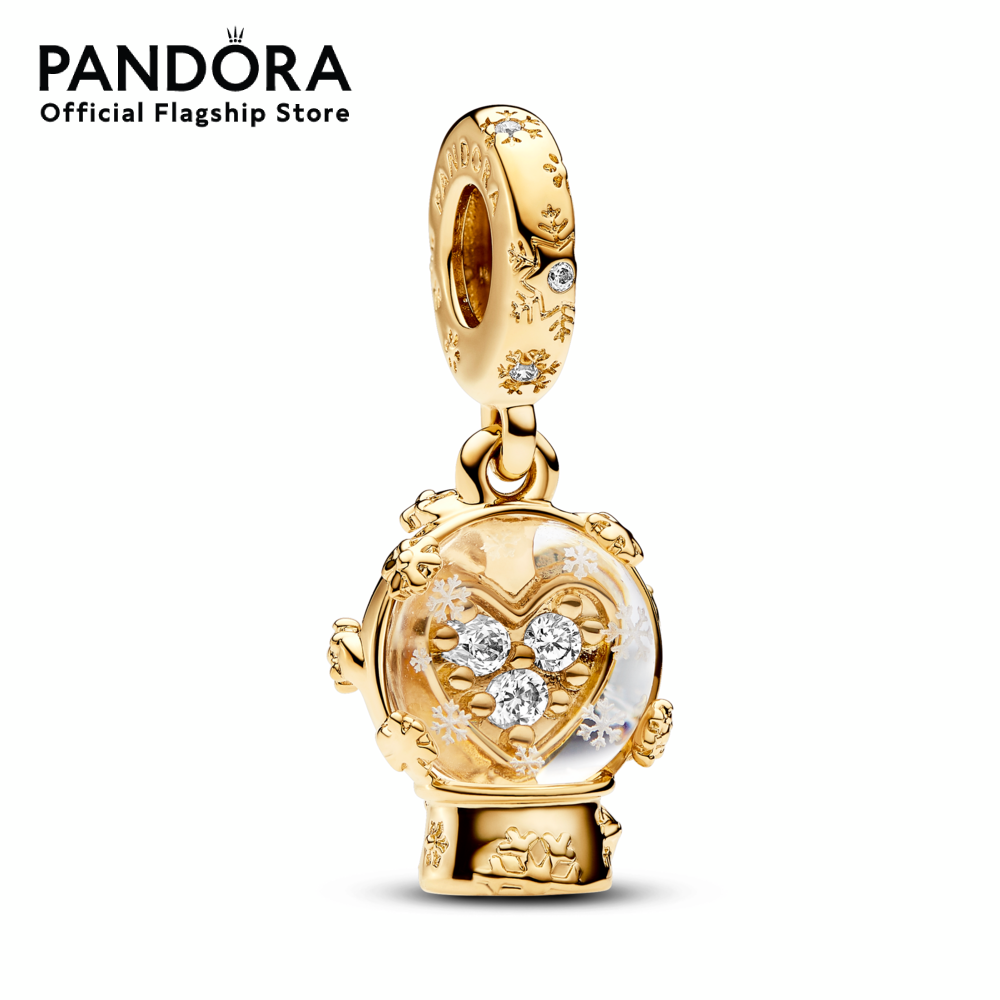 เครื่องประดับแฟชั่น Pandora Snow globe 14k gold-plated dangle with clear cubic zirconia and transparent Murano glass จี้ชาร์ม ชาร์ม จี้ชาร์มแพนดอร่ามี ชาร์มแพนดอร่ามี จี้ชาร์มทอง