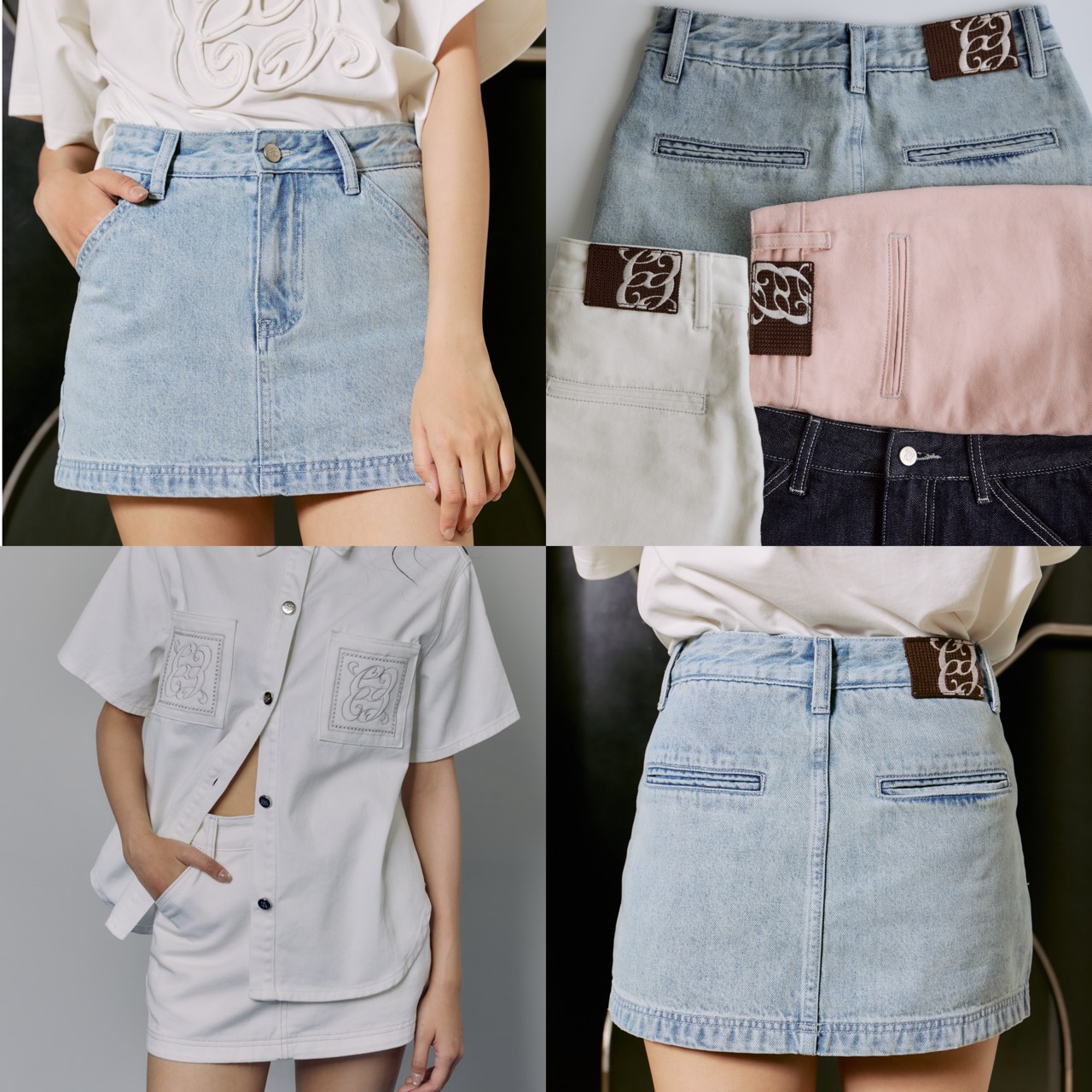 (Pre10-15Days) Chuuchop - Auburn Denim Skirt, High-Waisted Denim Skirt. Beautiful Shape, Easy to Match. Maintains Good Proportions (C8610) ราคา 890 บาท*ส่งฟรี