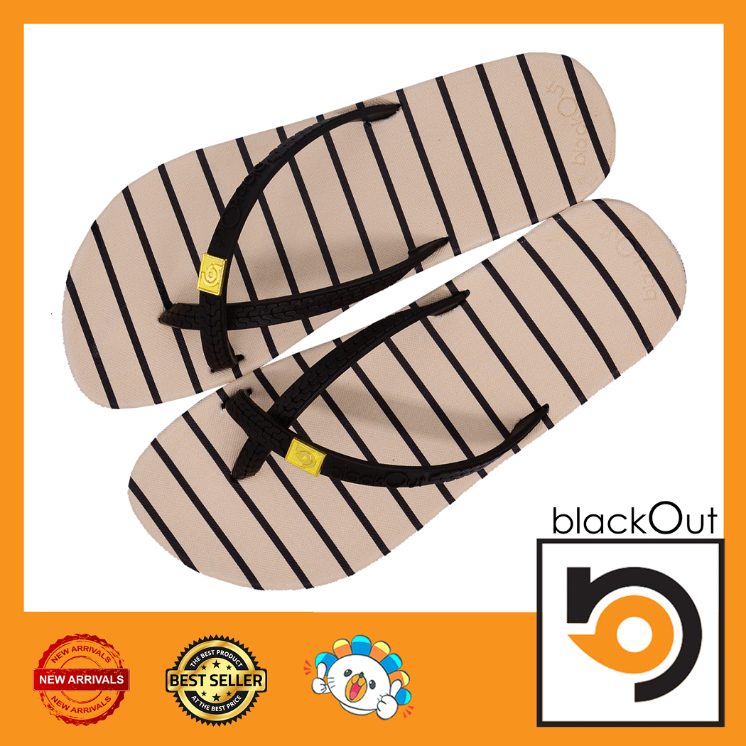 BlackOut Toeloop รองเท้าแตะ คีบโป้ง พื้นลายเส้นครีม(หูน้ำตาล) ราคา 276 บาท*ส่งฟรี