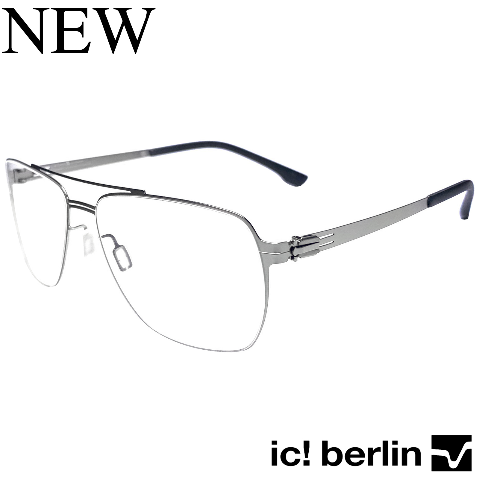 กรอบแว่นตา สำหรับตัดเลนส์ แว่นตาชาย หญิง Fashion รุ่น IC-Fran M 55 กรอบเต็ม ทรงรี ขาไม่ใช้น็อต ถอดได้ วัสดุ Stainless Steel น้ำหนักเบา