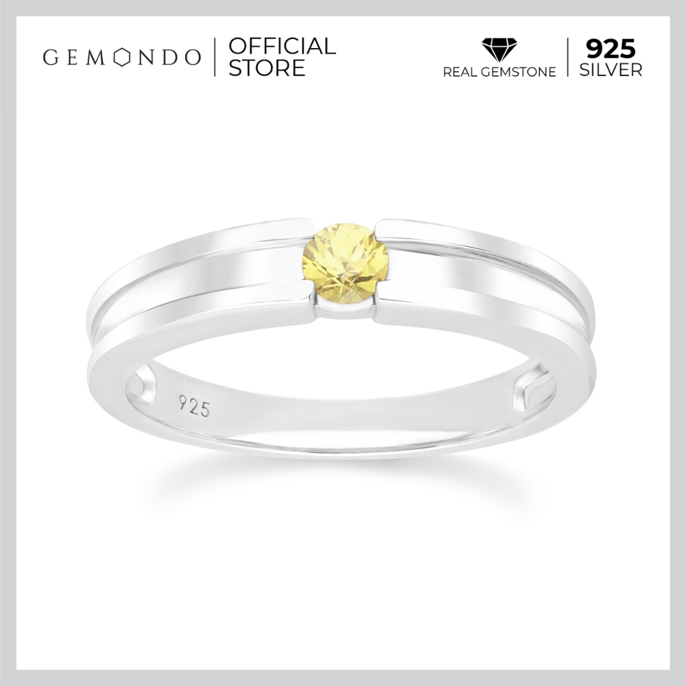 Gemondo 925 Rhodium Plated Sterling Silver 3.5 mm Yellow Sapphire Band Ring ราคา 2,390 บาท*ส่งฟรี