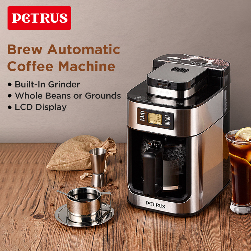 Petrus PE3200 Americano Automatic coffee machine Drip Coffee Maker, auto grinder,coffee bean & coffee powder ราคา 2,177 บาท*ส่งฟรี