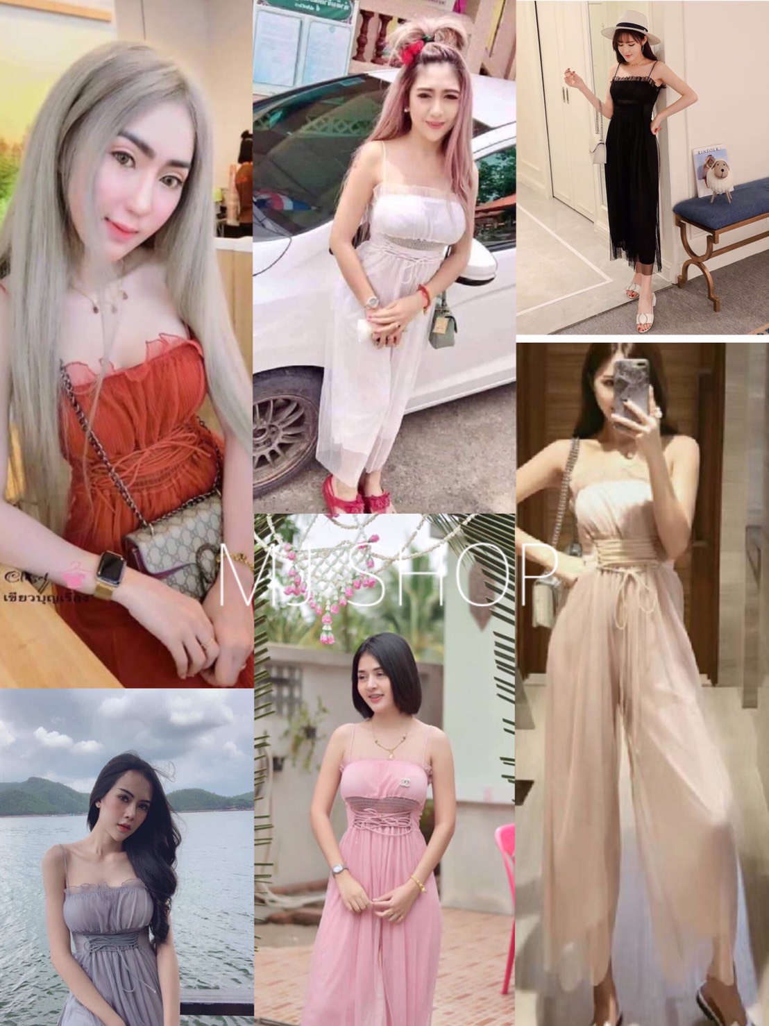 3123 อก 38-40  จั้มสูทสายเดี่ยวขายาว มีซิปหลัง ผ้าซีทรูอัดพลีท มีซับในอย่างดี ช่วงเอวด้านหน้ามีสม๊อค ใส่แล้วไฮโซมาก ๆ ค่ะ