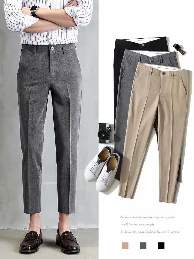 New  Fashion Casual Slacks Cropped Pants X201 กางเกงสแล็คชาย 5ส่วน สไตย์เกาหลี กางเกงขายาวชาย