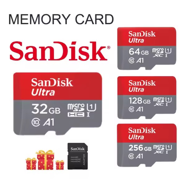 การ์ดหน่วยความจำ SanDisk 64GB/128GB SD การ์ด 32GB เข้ากันได้กับโทรศัพท์มือถือและคอมพิวเตอร์ 256G ความเร็ว 120mb/s ราคา 50 บาท*ส่งฟรี