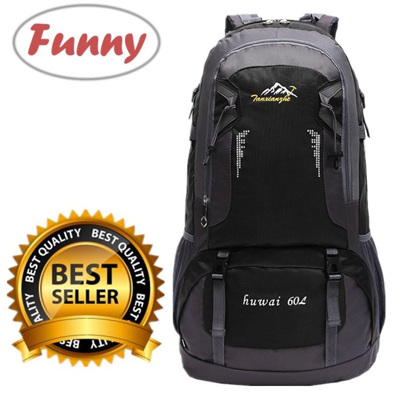 Funny.Shop Huwai 60 L กระเป๋าเดินทาง ใหญ่ ที่สุด ขนาด จุสะใจถึง 60 ลิตร เป้สะพายหลัง เหมาะสำหรับสวมใส่เดินทาง ของแท้ 60L Waterproof Outdoor Backpack Rucksack Sports Hiking Climbing Travel Shoulder Bag Pack Mountaineering Bag กระเป๋าเป้สะพายหลัง