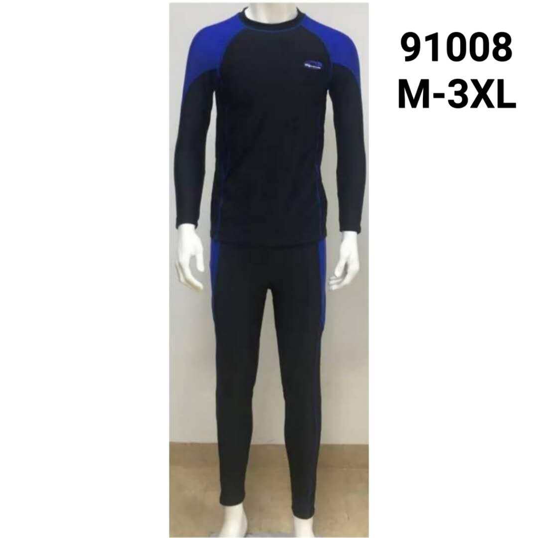 ชุดว่ายน้ำผู้ชาย  TBL 91008 แบบ 2 ชิ้น แขนยาว ขายาว สีพื้นดำ ผ้าดีใส่แร้วไม่ร้อน