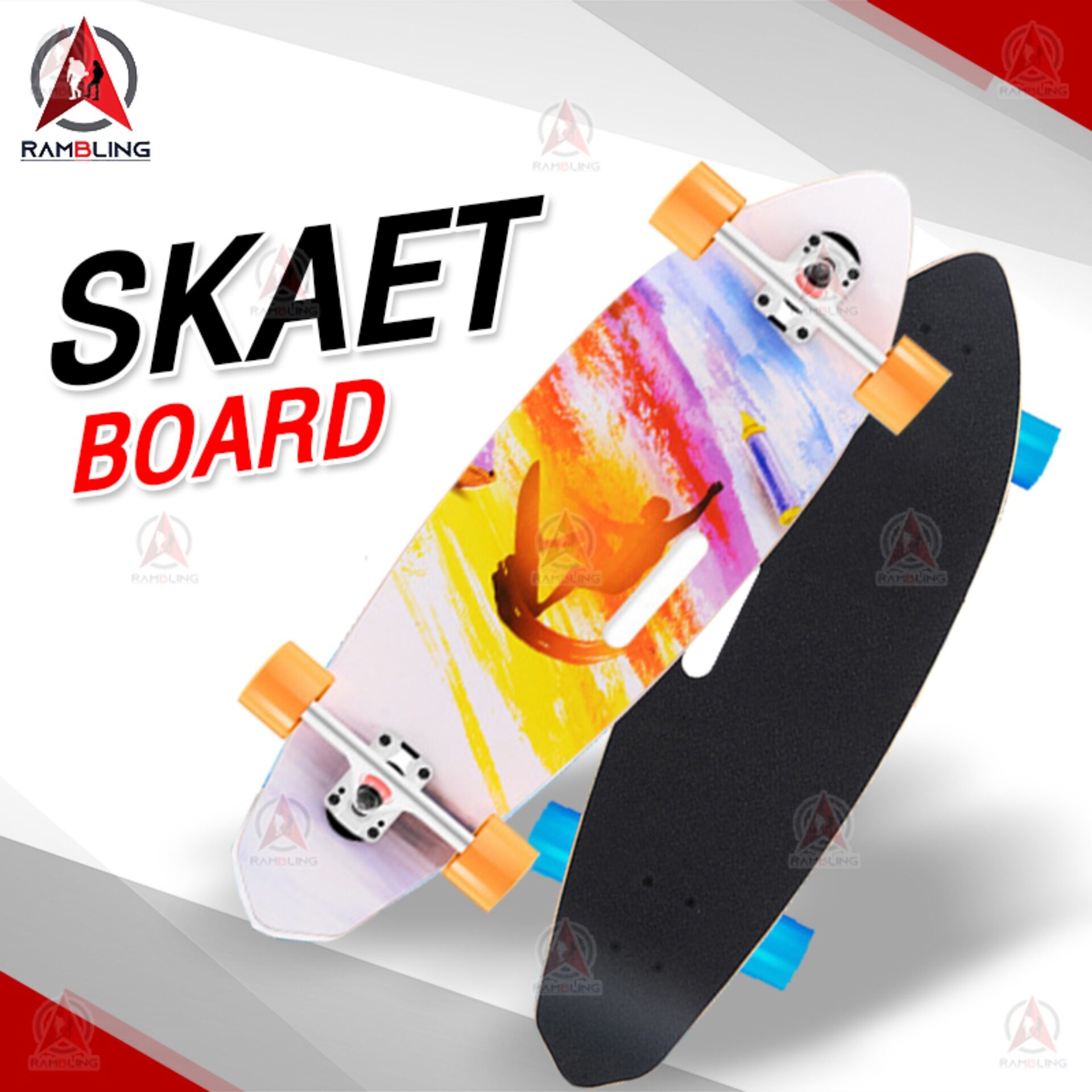 สเก็ตบอร์ด สเก็ตบอร์ด 4 ล้อ skateboard สเก็ต บอร์ด Skateboards Customized สเก็ตบอร์ดแฟชั่น ลายสวย(ลายคนโต้คลื่น)
