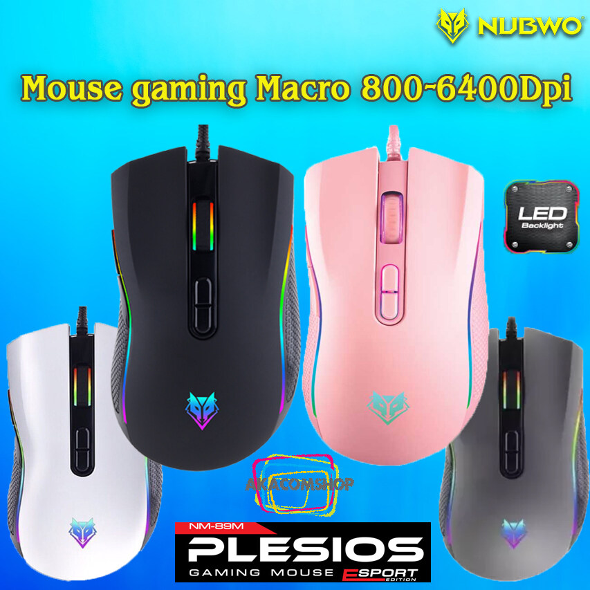 เม้าส์เกมมิ่ง มาโคร Mouse Gaming Macro Nubwo Nm-89m ดำ ขาว เทา ชมพู