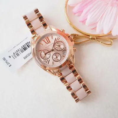 นาฬิาข้อมือผู้หญิง นาฬิกาผญ Michael Kors MK6066 Bradshaw Mini Chronograph Rose Gold-tone Ladies Watchนาฬิกาแบรนด์เนมแท้100% นาฬิกาแบรนด์