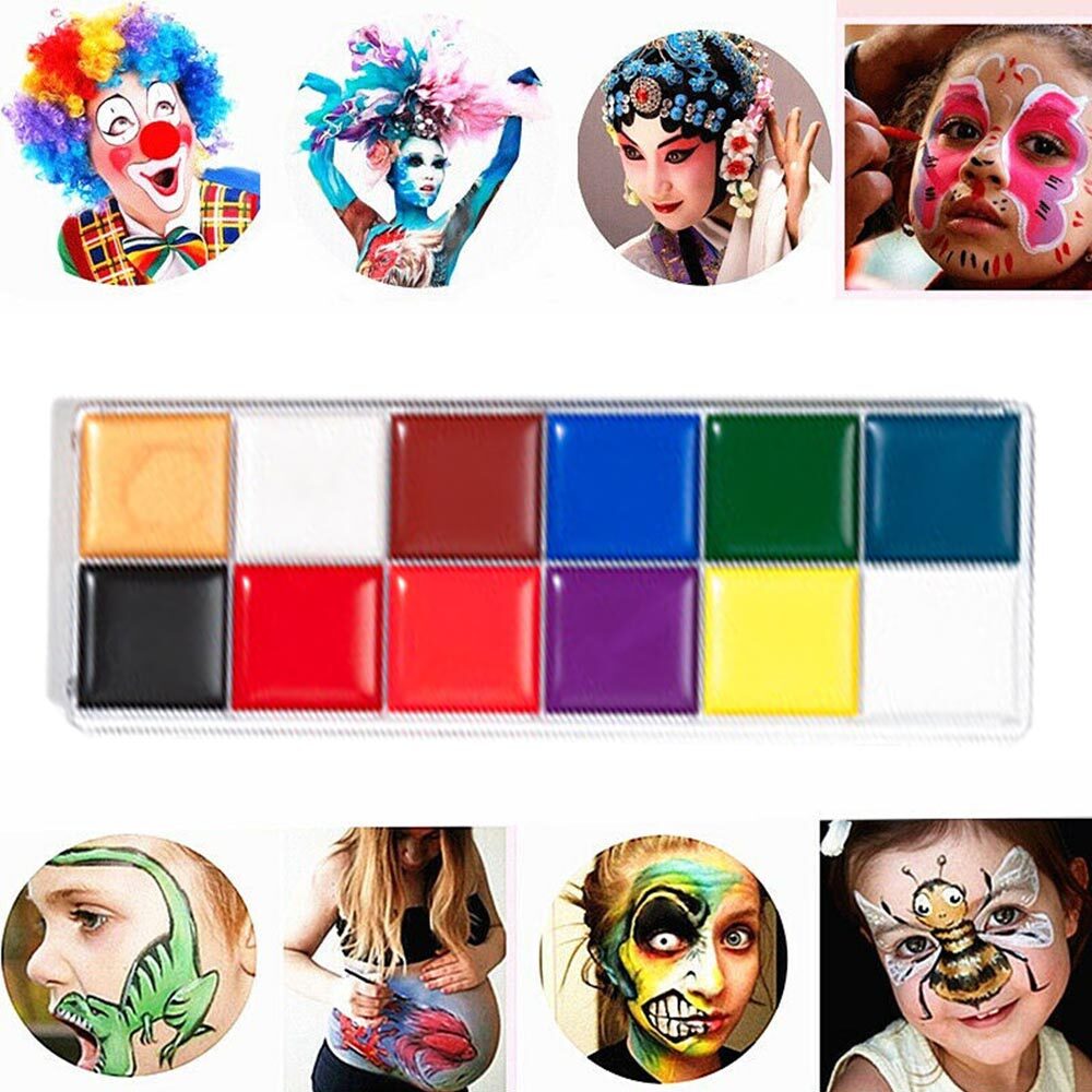 【Special offer】12 Colors Halloween Face Body Paint Set Face Painting Art Palette Cosplay Makeup Xmas New Year Party Supply