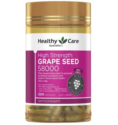 Healthy Care Grape Seed 58000 mg 200 Capsules องุ่นสกัดเข้มข้น Exp. 05/2023