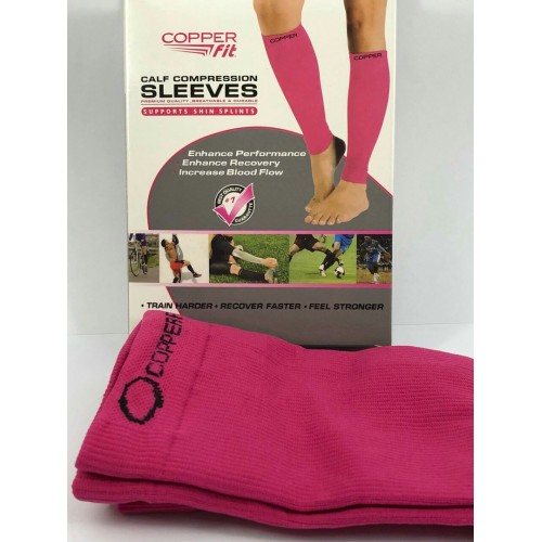 ปลอกรัดน่อง ปลอกขา ผ้ารัดน่อง ปลอกขาสำหรับวิ่ง ออกกำลังกาย สำหรับรอบขา 24-39 ซม. Copper Fit Calf Compression Sleeves Legs Pink ฺBlack