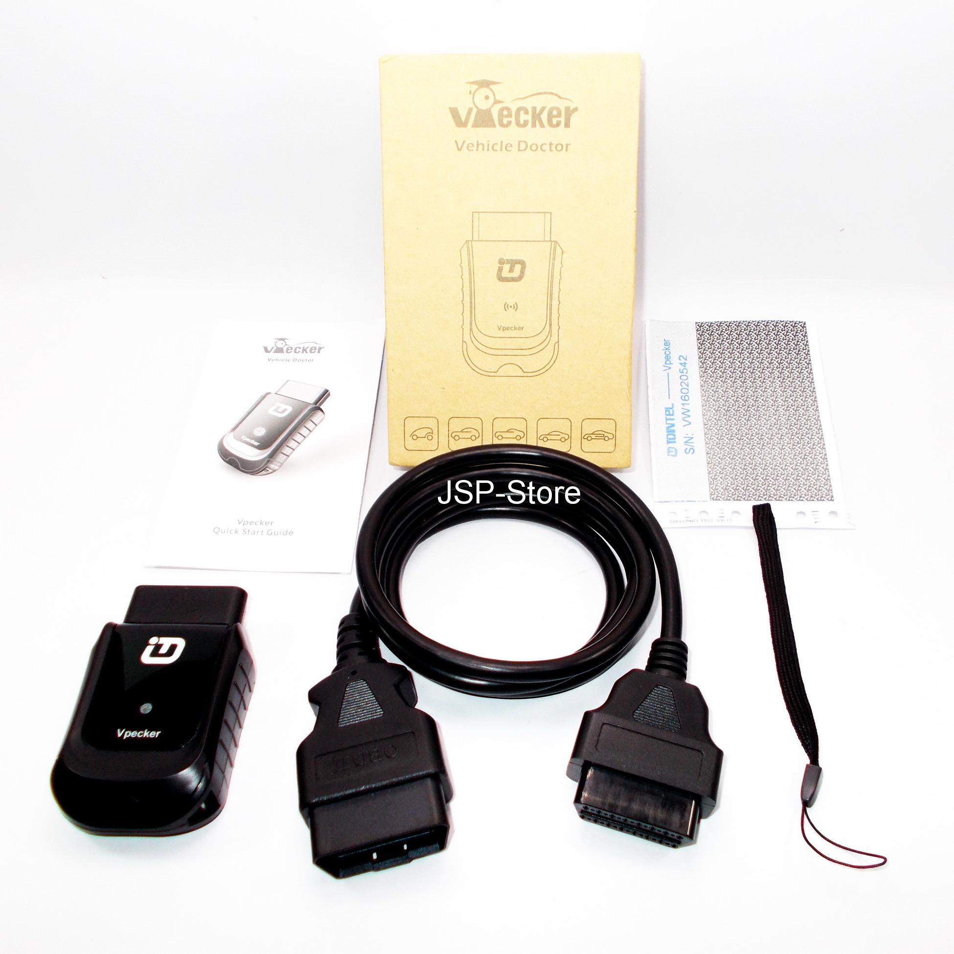 JSP OBD2 Vpecker WiFi เครื่องสแกนอ่านลบไฟโชว์โค้ดOBD2รถยนต์ ทุกระบบ ระดับศูนย์บริการ (รองรับภาษาไทย) เครื่องสแกนอ่านลบโค้ดรถยนต์ (ลงโปรแกรม + สอนใช้งาน ฟรี) รุ่น VPecker เวอร์ชั่น 12.0 เชื่อมต่อ WiFi โน้ตบุ๊ค วินโดว์7,10 สแกนวีโก้ตัวแรก ดีแม็กซ์ปี 05-1.9