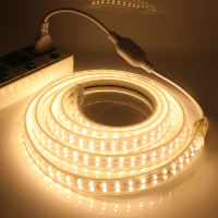 แถบไฟ LED สองแถว 220V แถบไฟ Led กันน้ำได้นอกบ้านดวงพร้อมปลั๊กสำหรับตกแต่งบ้านสีขาวสว่างสูง/สีวอร์มไวท์