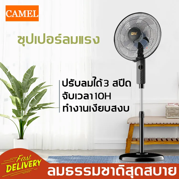 CAMEL 60W  พัดลมไฟฟ้า ปรับได้3สปีด คอนโทรลระยะไกล จับเวลาได้นานถึง10ชั่วโมง เงียบสงบ นอนหลับสบายทั้งคืน พาความร้อนออกไป（พัดลมตั้งพื้น,พัดลมตั้งโต๊ะ,พัดลมชาจเก็บไฟ,พัดลมมินิ,พัดลมพกพา,พัดลมขนาดเล็ก,พัดลมชาร์จไฟ,ตั้งพื้นพัดลมตั้งพื้นแนวตั้งขนาด）Stand Fans