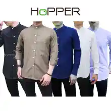 ภาพขนาดย่อสินค้าเสื้อเชิ้ตแขนยาวคอจีน ผ้า Oxford by Hopper Shop เสื้อเชิ้ตสีขาว ดำ กรม เทา ฟ้า