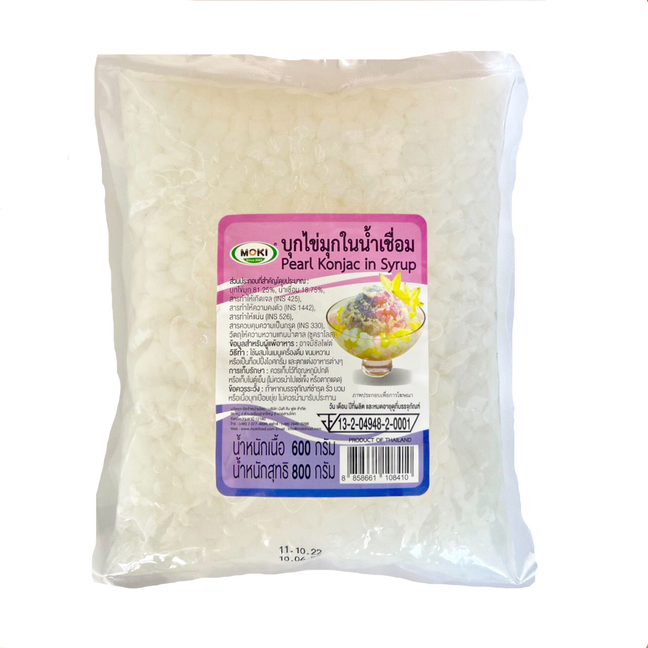 MOKI บุกไข่มุกในน้ำเชื่อม 800 กรัม คลีน (FK0014-1) ไข่มุก เส้นบุก ลดน้ำหนัก บุกเพื่อสุขภาพ Konjac Perl with Syrup ราคา 71 บาท*ส่งฟรี