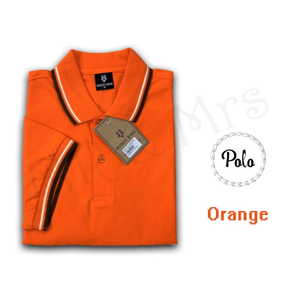 เสื้อโปโลชาย เสื้อคอปกชาย แขนสั้น แบบคลีบ POLO ผ้าCOTTON (สีส้ม)