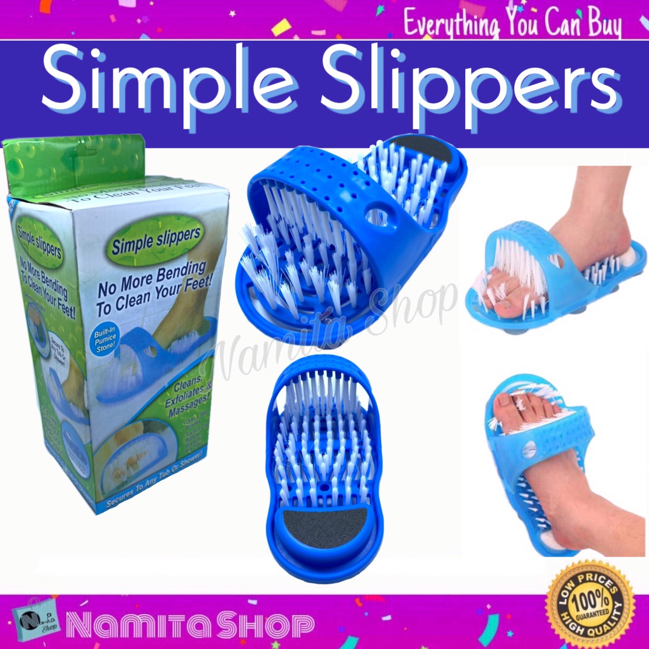 Namita Easy Feet Simple Slippers รองเท้าสปา ขัดเท้า รองเท้าขัดเท้า แปรงทำความสะอาดเท้า ขัดส้นเท้าแตก ขนนุ่ม ลดต้นเหตุเท้ามีกลิ่น