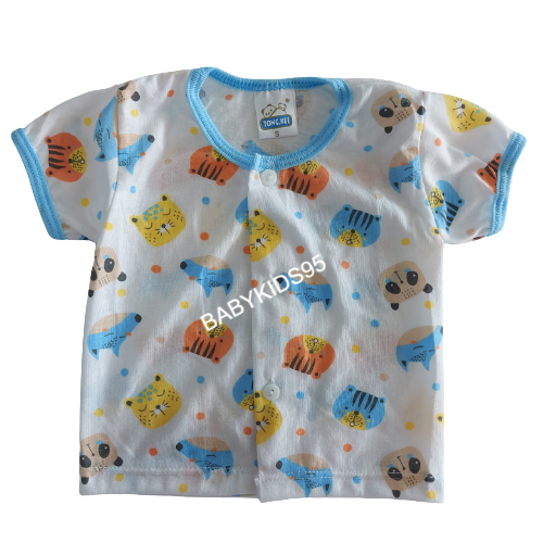 BABYKIDS95 (1ตัวสุ่มลาย) 0-3 เดือน เสื้อยืดแขนสั้น กระดุม เสื้อเด็กอ่อน Cotton Short Sleeve Shirts For Newborn - 3 months (1 Shirt/ Random Pattern)