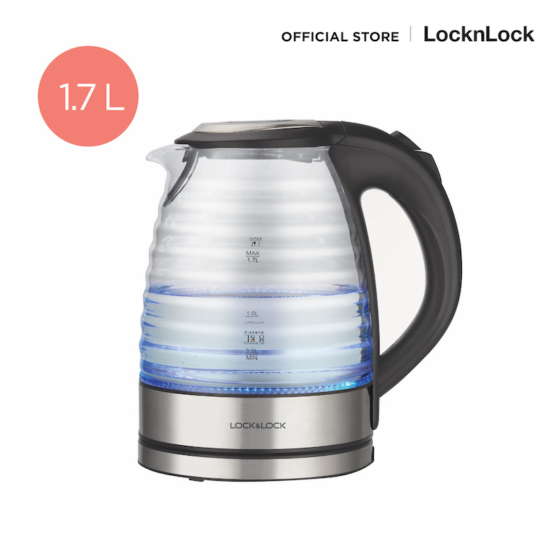 LocknLock กาน้ำร้อนแก้วแบบใส ทนความร้อน Borosilicate Glass ร้อนเร็ว กำลังไฟ 1850 วัตต์ ความจุ 1.7L รุ่น EJK331 ราคา 979 บาท*ส่งฟรี