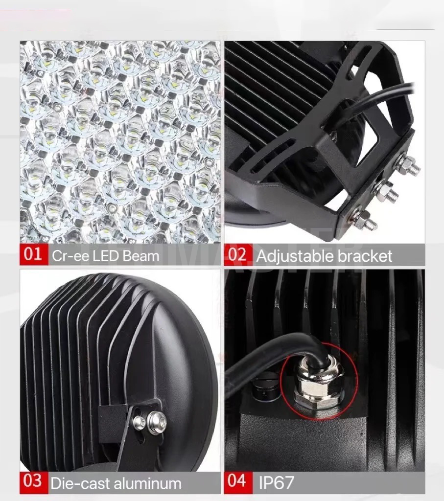 ไฟรถสปอร์ตไลท์ 96W แสงขาว spotlight off road led Off-Road, SUV, ATV, รถบรรทุก, รถบัส, วิศวกรรมยานพาหนะ (รถขุด, รถปราบดิน, เครน, รถบรรทุกเหมืองแร่, treedozer & แผนที่ Roller