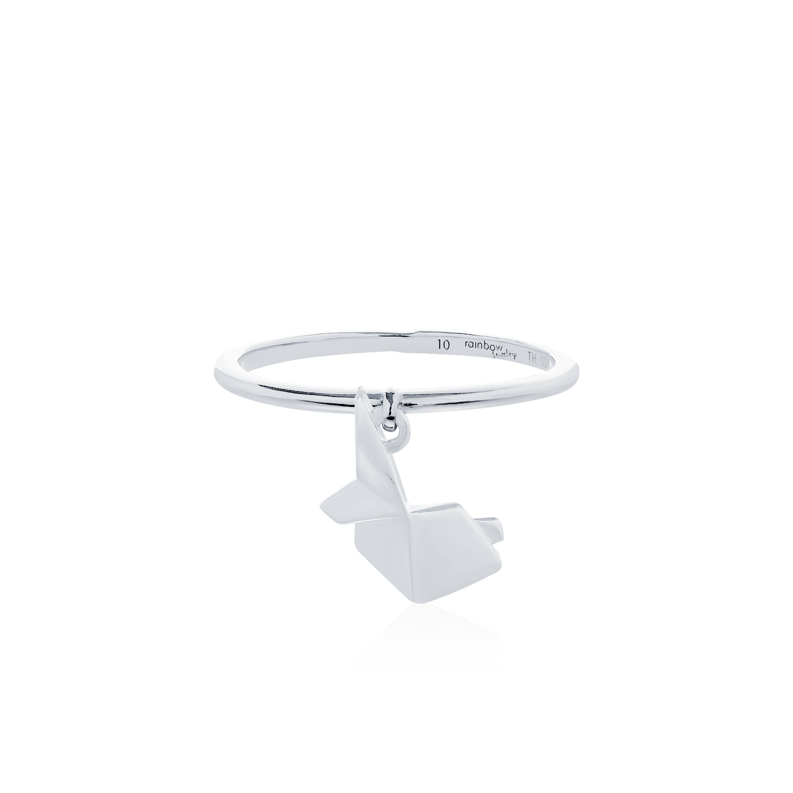 ORIGAMI LUCKY RING แหวนห้อยจี้ลายกระดาษพับ สัญลักษณ์แห่งความโชคดี และ ความสุข 13 ลาย สี White Gold