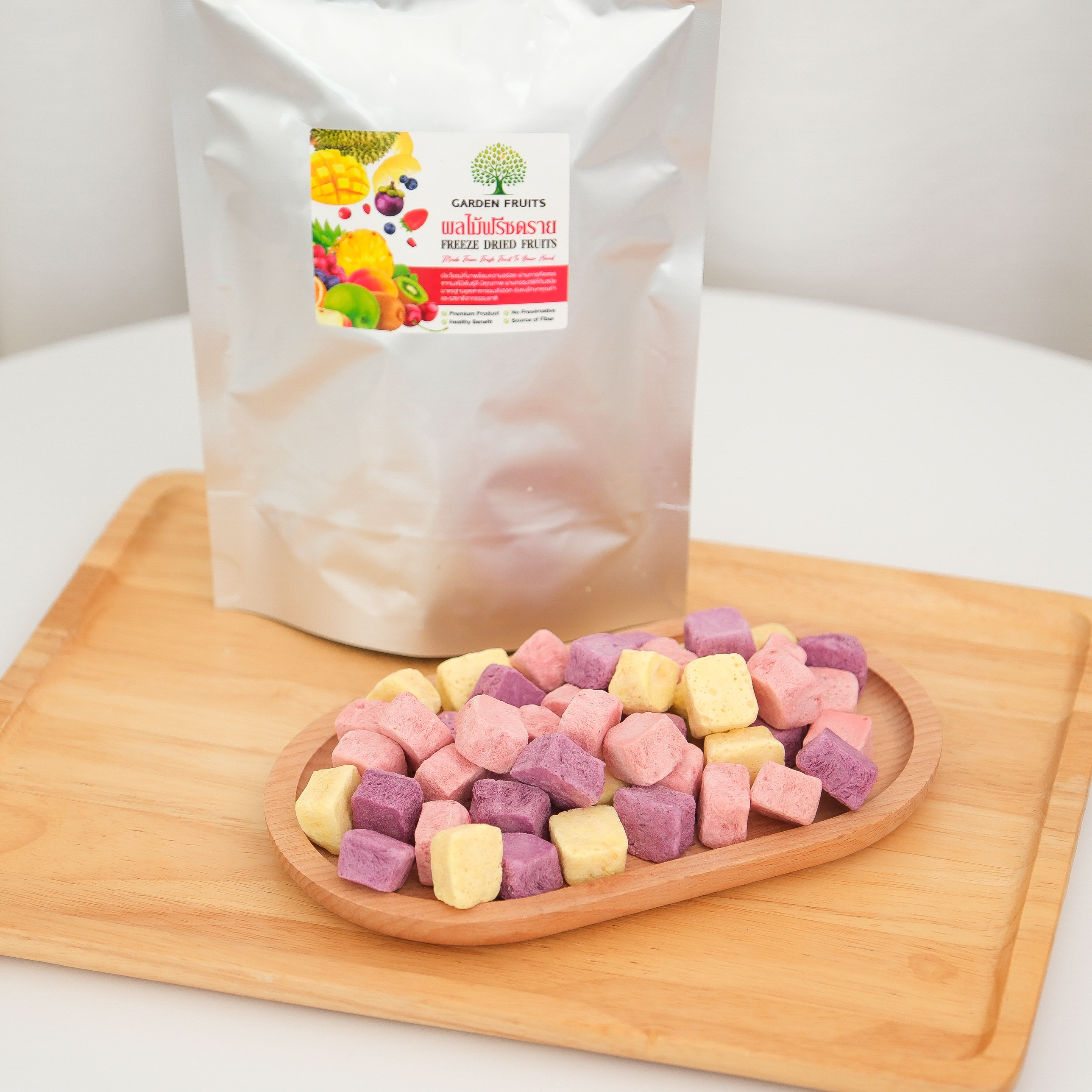 Freeze Dried Yogurt โยเกิร์ตฟรีซดราย 3 รส (บลูเบอรี่/สตรอเบอรี่/พีช) ไม่ใส่น้ำตาล มีรสชาติหวานอมเปรี้ยว โยเกิร์ตแท้ 100% เกรด A By Garden Fruits