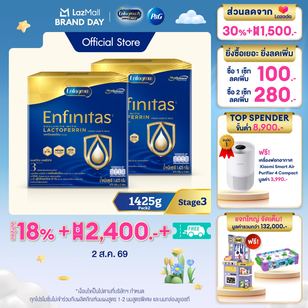 นมผง เอนฟาโกร เอนฟินิทัส สูตร3 (1425 กรัม) x2 กล่อง Enfagrow Enfinitas Stage3 (1425 g) x2 packs