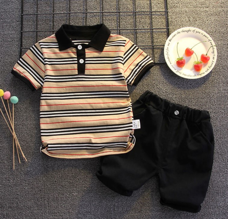 Baby ชุดเซต 2ชิ้น เสื้อเเขนสั้นและกางเกงขาสั้นเด็กชาย (สีน้ำตาล) รุ่น B4011