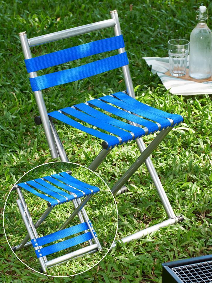 เก้าอี้พับ เก้าอี้พับพร้อมพนักพิงขนาดพกพา สีฟ้า (จำนวน1ชิ้น)