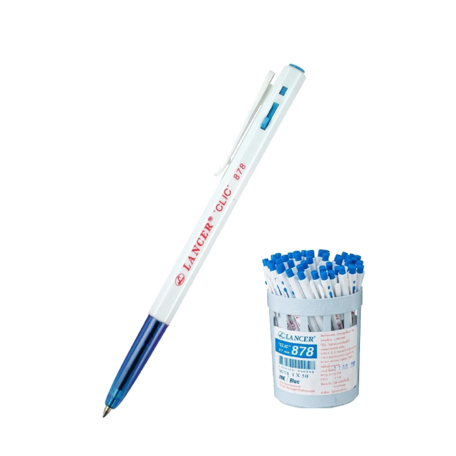ปากกาลูกลื่นแบบกด LANCER แลนเซอร์ 0.7 รุ่น 878 CLIC (50 ด้าม)