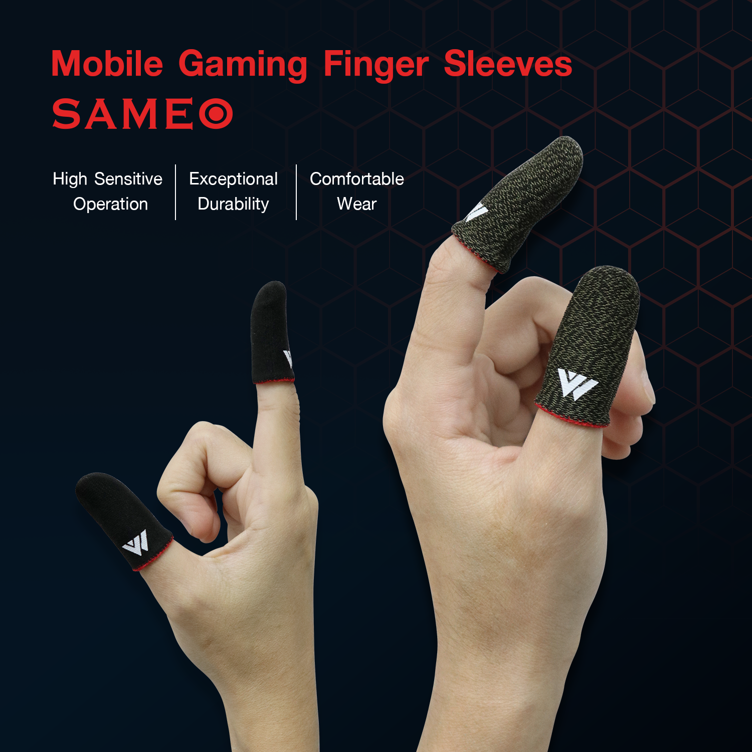 SAMEO ถุงนิ้วเล่นเกม (แพ็ค 3 คู่) กันลื่นและป้องกันเหงื่อ ไร้ตะเข็บ ใส่สบาย Gaming Finger Sleeve สำหรับเล่น PUBG ROV COD