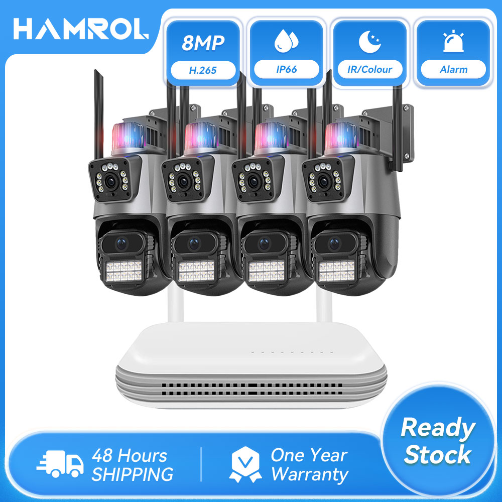 Hamrol 4K 8MP 4CH H.265 PTZ Dual Lens WIFI IP Security Camera Wireless NVR System Two Way Audio Motion Detection CCTV ราคา 4,901 บาท*ส่งฟรี