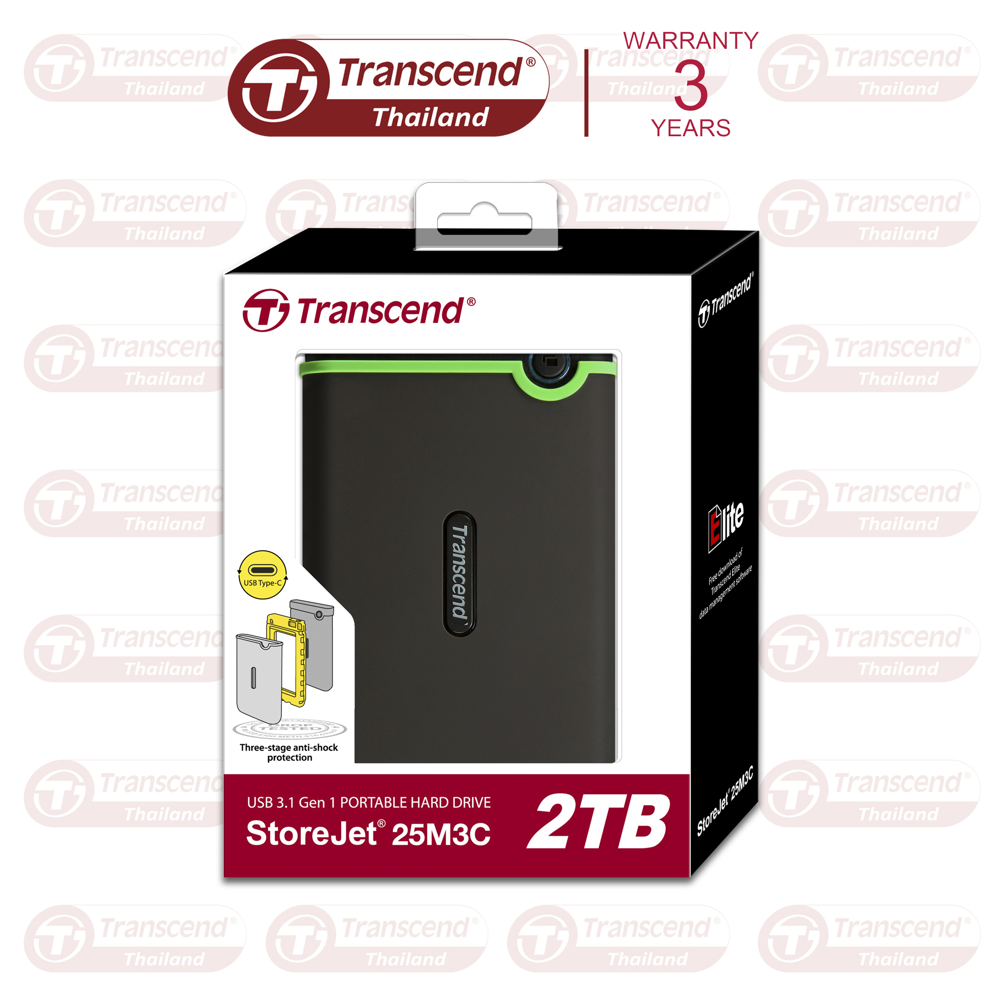 External HDD 2TB : TS2TSJ25M3C : StoreJet® 25M3C -Transcend -Three-year Limited Warranty ราคา 6,590 บาท*ส่งฟรี