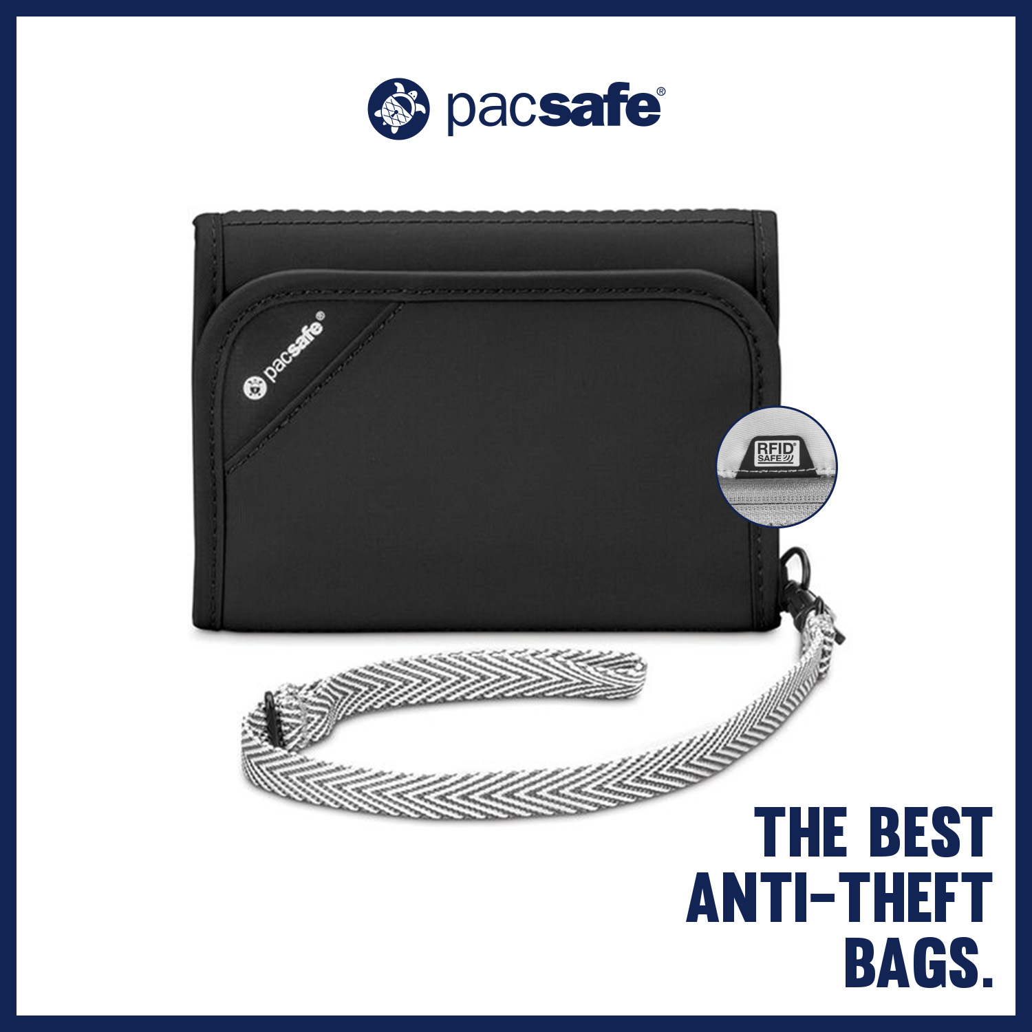 Pacsafe RFIDSAFE V125 TRIFOLD WALLET ANTI THEFT กระเป๋าสตางค์  กระเป๋ากันขโมย