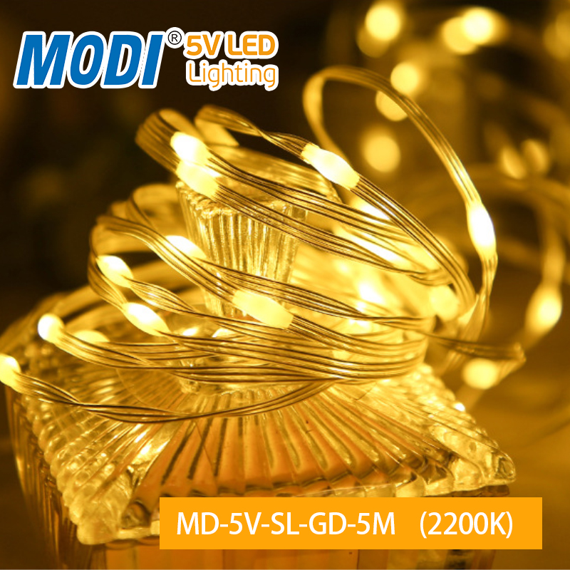 MODI ไฟตกแต่งห้องUSB 5M10M แสงทองเหลือง แสงเหลือง แสงขาว คริสมาส ปีใหม่ ปาร์ตี้ LED ไฟประดับ มีโหมดกระพริบ เทศกาลต่าง ๆ ไฟประดับตกแต่ง ไฟภายนอกอาคาร
