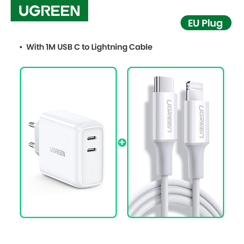 Ugreen 36W เครื่องชาร์จ USB แบบ Dual Type-C Quick Charge 4.0 3.0ประเภท C PD Fast ตัวชาร์จไฟสำหรับ iPhone 12 Mini/iPhone 12/ 12 Pro/ 12 Pro Max/สำหรับ iPhone 11เครื่องชาร์จ USB QC 4.0 3.0ที่ชาร์จแบตเตอรี่โทรศัพท์