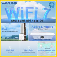 WAVLINK WiFi 7 Outdoor Long Range Router Dual Band BE5100 Mesh Router IP67 Waterproof & Dustproof 15KV ESD & 4KV Lightning Protection Active & Passive PoE Supported 8dBi High-Gain Antennas