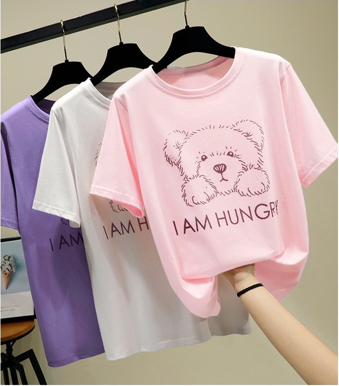 CYM SHOPเสื้อยืด เสื้อยืดน้องหมีน่ารัก มีสกีน I AM HUNGRY น่ารักมากค่ะรุ่นนี้ เนื้อผ้าดีสวมใส่ได้ทุกโอกาส