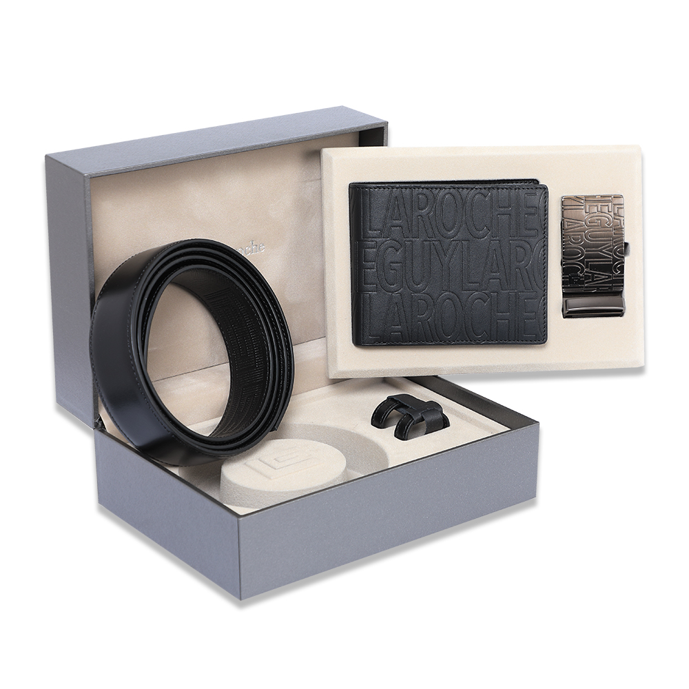 Guy Laroche Set กระเป๋าสตางค์ใบสั้น + เข็มขัด - สีดำ รุ่น BB59002S3BL41 ราคา 3,032 บาท*ส่งฟรี