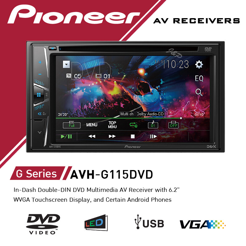 เครื่องเสียงติดรถยนต์ วิทยุติดรถยนต์ PIONEER จอ2DIN หน้าจอขนาด6.2นิ้ว เล่นแผ่น DVD ได้ AVH-G115DVD