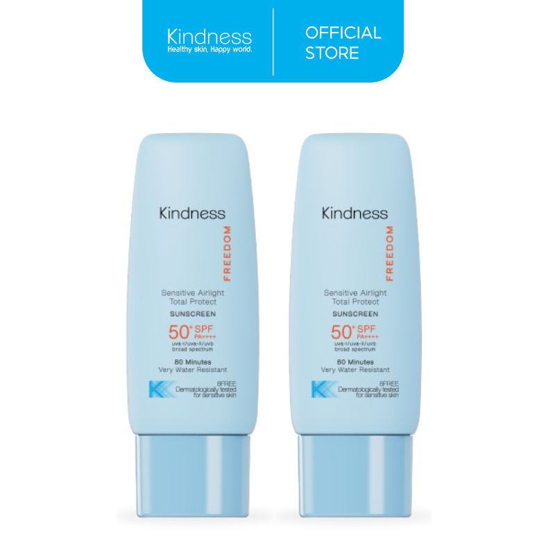 [Double Pack] Waterproof Sunscreen Kindness Freedom Sensitive Airlight Total Protect Sunscreen Spf 50+ Pa++++ Milky Texture ราคา 1,100 บาท*ส่งฟรี