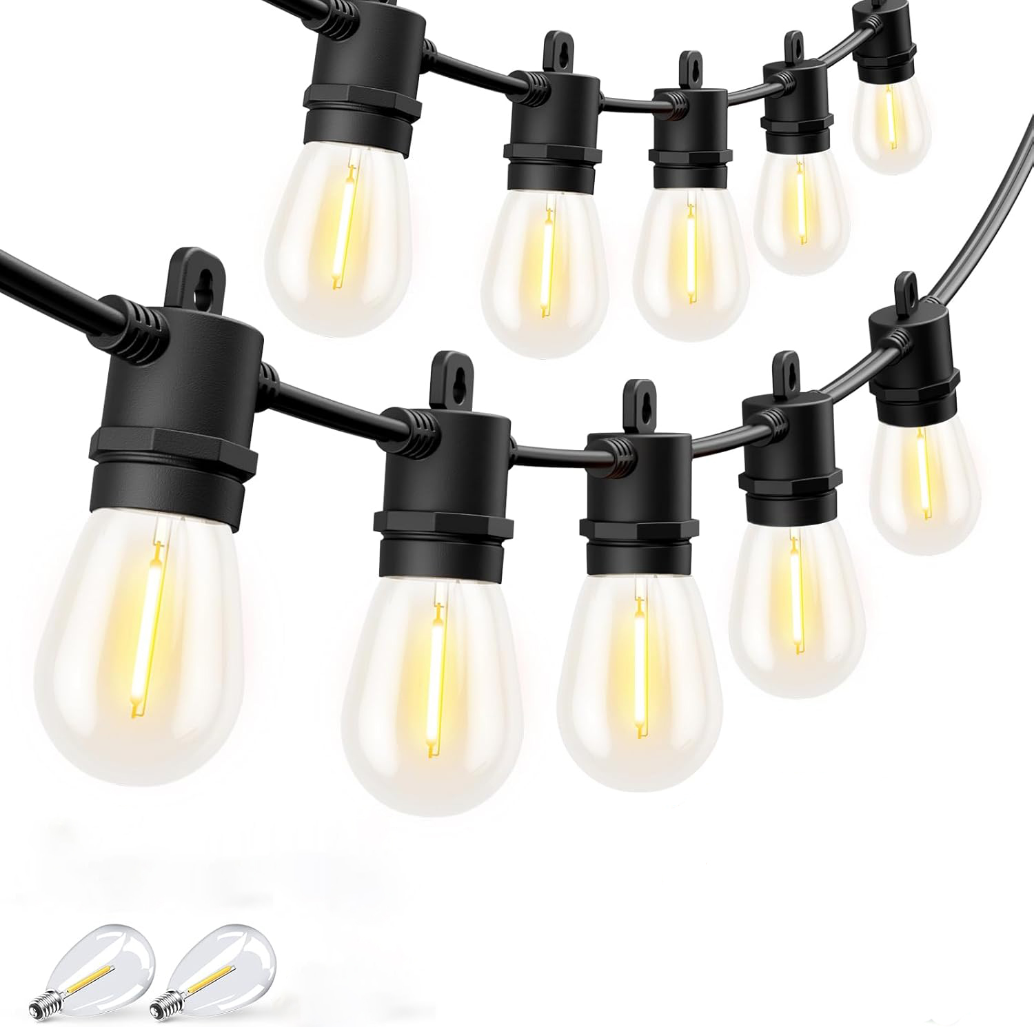 Qardoz 220V ไฟปิงปอง ไฟแต่งสวน ไฟวินเทจ ไฟตกแต่งLED ไฟคริสมาส S14 อุปกรณ์ปาร์ตี้คริสต์มาส ไฟประดับเต็นท์ Edison Bulb Warm White 10M/15M/20M/30M