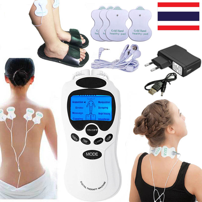 การนวดบำบัด Electrical Pulse Tens Acupuncture Therapy Massager เครื่องนวดชีพจรไฟฟ้า Dual Channel Digital EMS Full Body Muscle Stimulator Relax Massage Machine