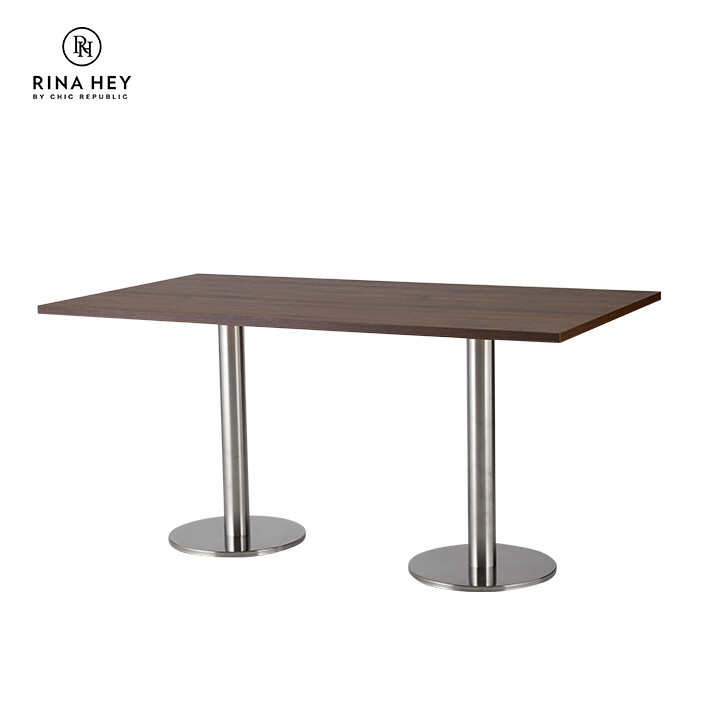 RINA HEY UNIQUE-B/150 โต๊ะทานข้าว โต๊ะอาหาร โต๊ะรับประทานอาหาร โต๊ะกินข้าว Dining table W150 X D80 X H75 cm – สี วอลนัทเข้ม/เงิน