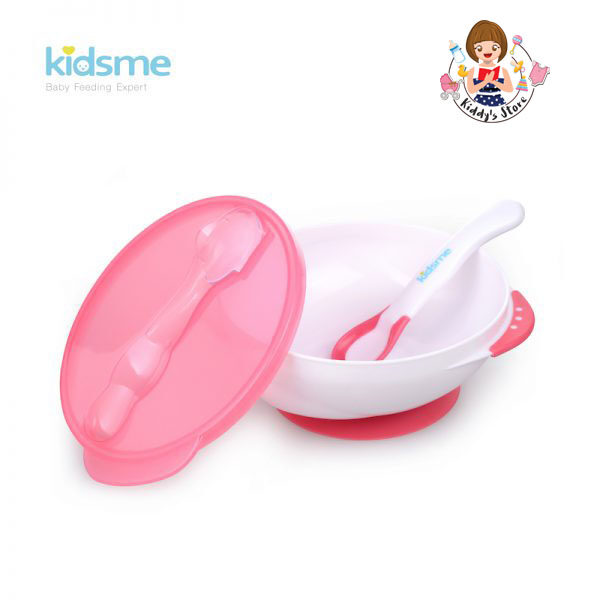 Kidsme Suction Bowl with Temperature Spoon Set ชุดชามสูญญากาศและช้อนป้อนอาหารแบบแสดงอุณหภูมิ