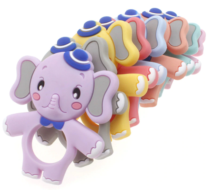 ยางกัด ช้างสำหรับเด็ก, BPA Free Teething Aid, มีหลายสีให้เลือก      Adorable Silicone Elephant Shaped Baby Teethers, BPA Free Teething Aid, Many Colors Available