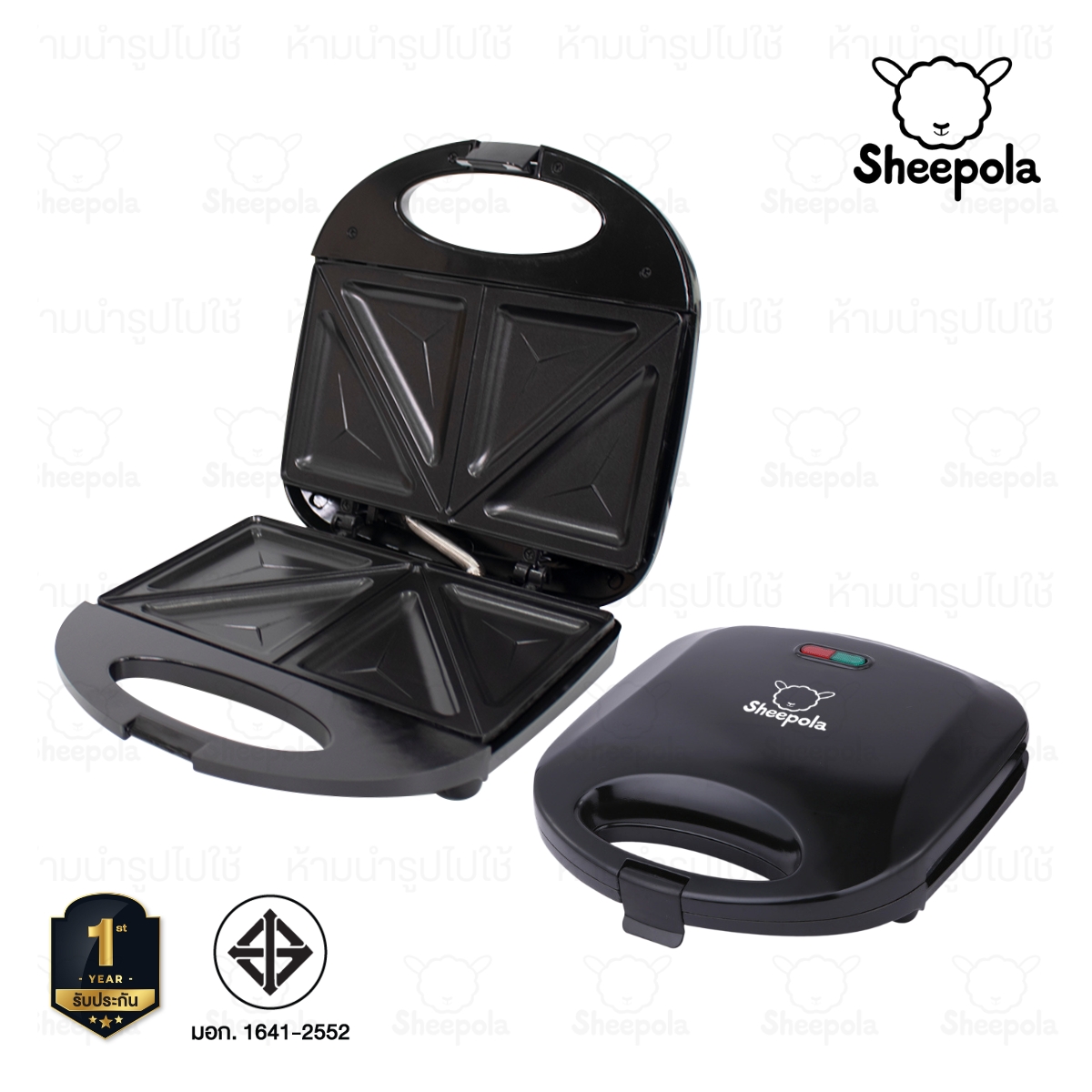 เครื่องทำแซนวิช Sandwich Maker มีให้เลือก2สี ขาว ดำ ใช้งานง่าย ทำได้4ชิ้นต่อ1ครั้ง pinkkyshop33